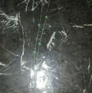 Cute silver necklace with green beads